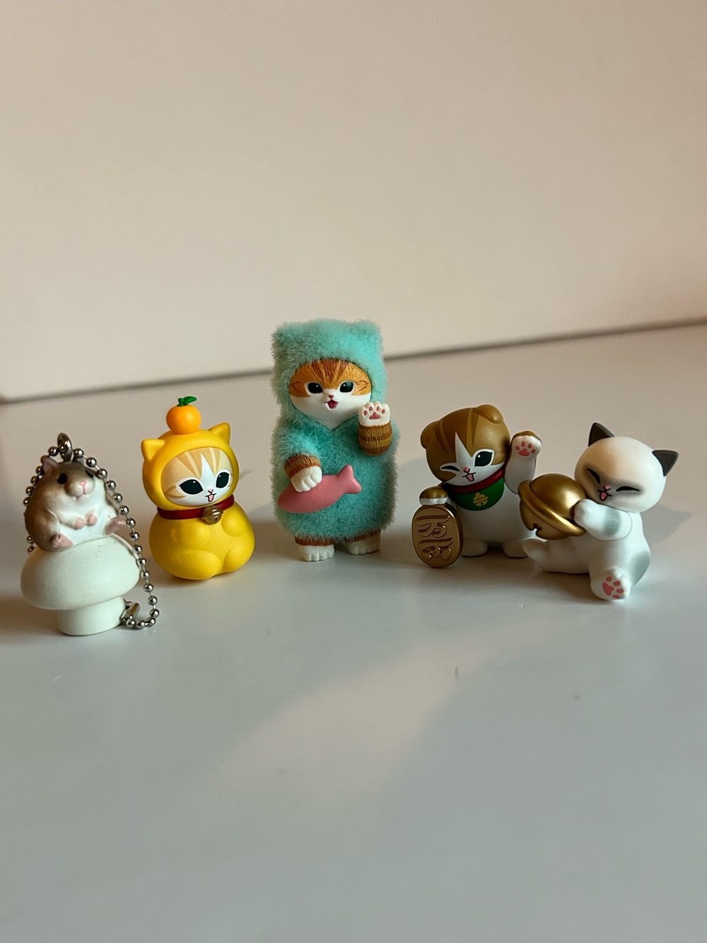 Mofusand Teal Plush Cat Figurine Toy for Small Pets and Collectors